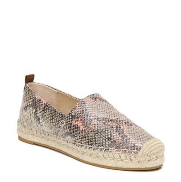 Sam Edelman Khloe Peach Snake Leather Espadrille Flat - Picture 1 of 8